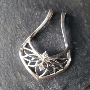 Lotus Flower Cubic Zirconia Ring Holder Pendant Silver